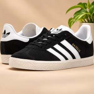 NWT adidas Originals Kids Gazelle Sneakers Black/White/Gold Size 5.5 (BB)